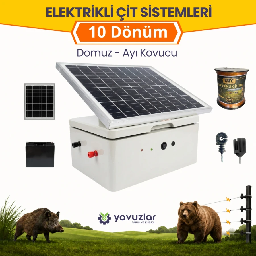 EBY 10 Dönüm Güneş Panelli Domuz Ayı Kovucu Hazır Set 14ah