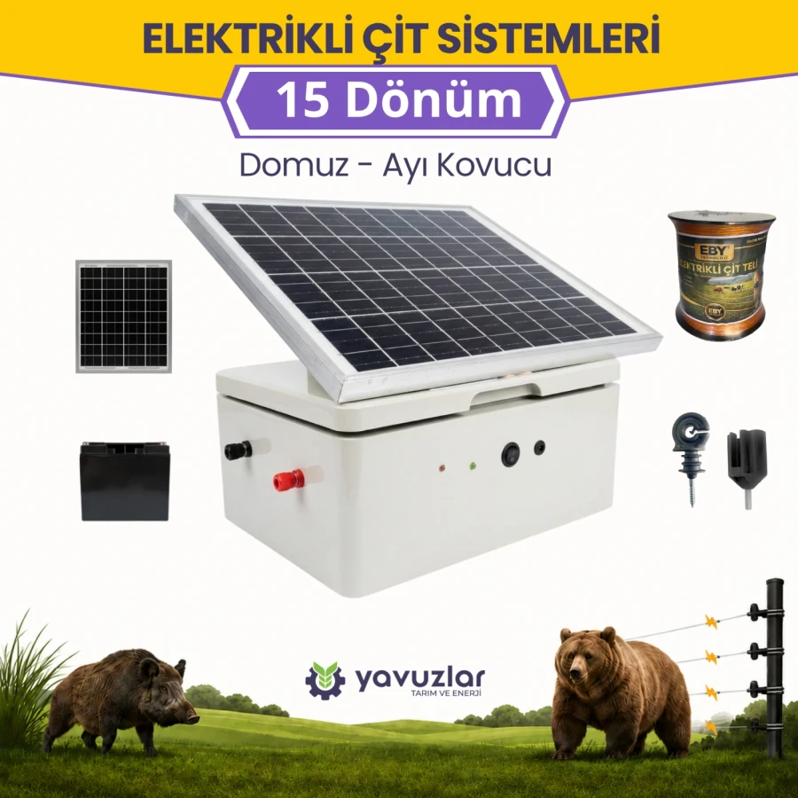 EBY 15 Dönüm Güneş Panelli Domuz Ayı Kovucu Hazır Set 14ah