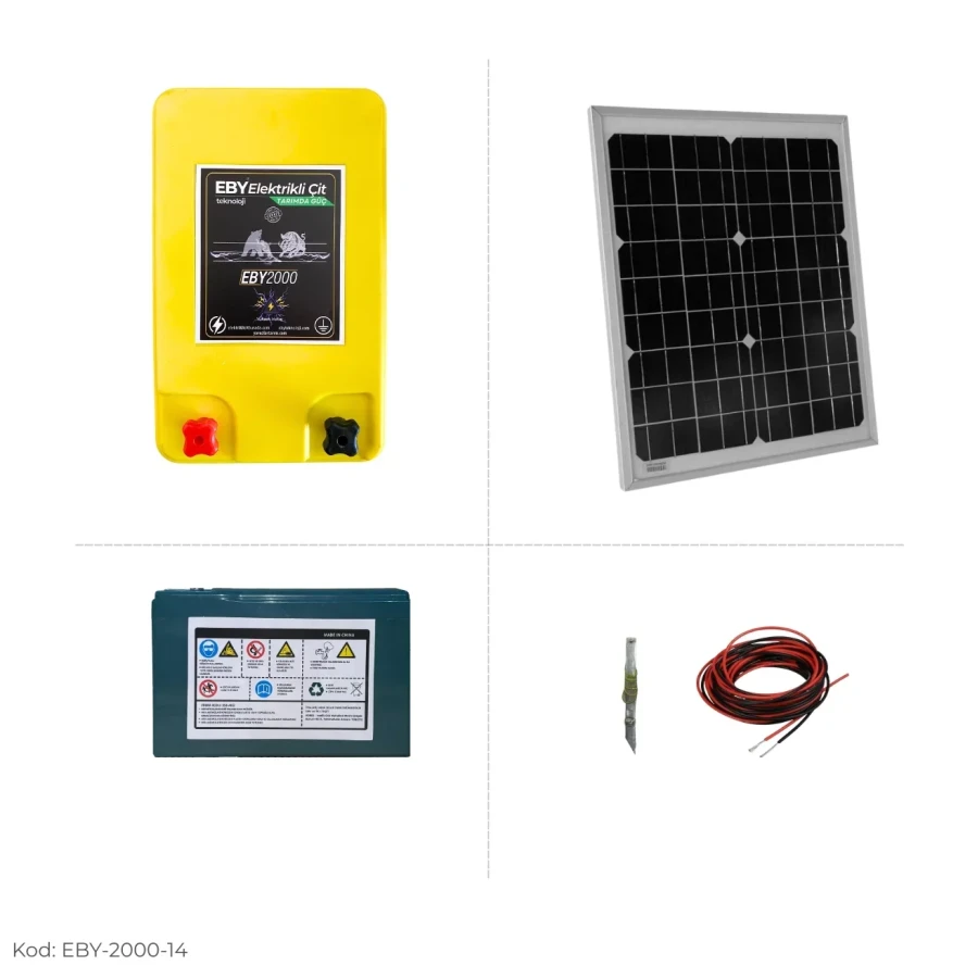 EBY 2000 Elektrikli Çit Güneş Enerjili 14 AH Akülü
