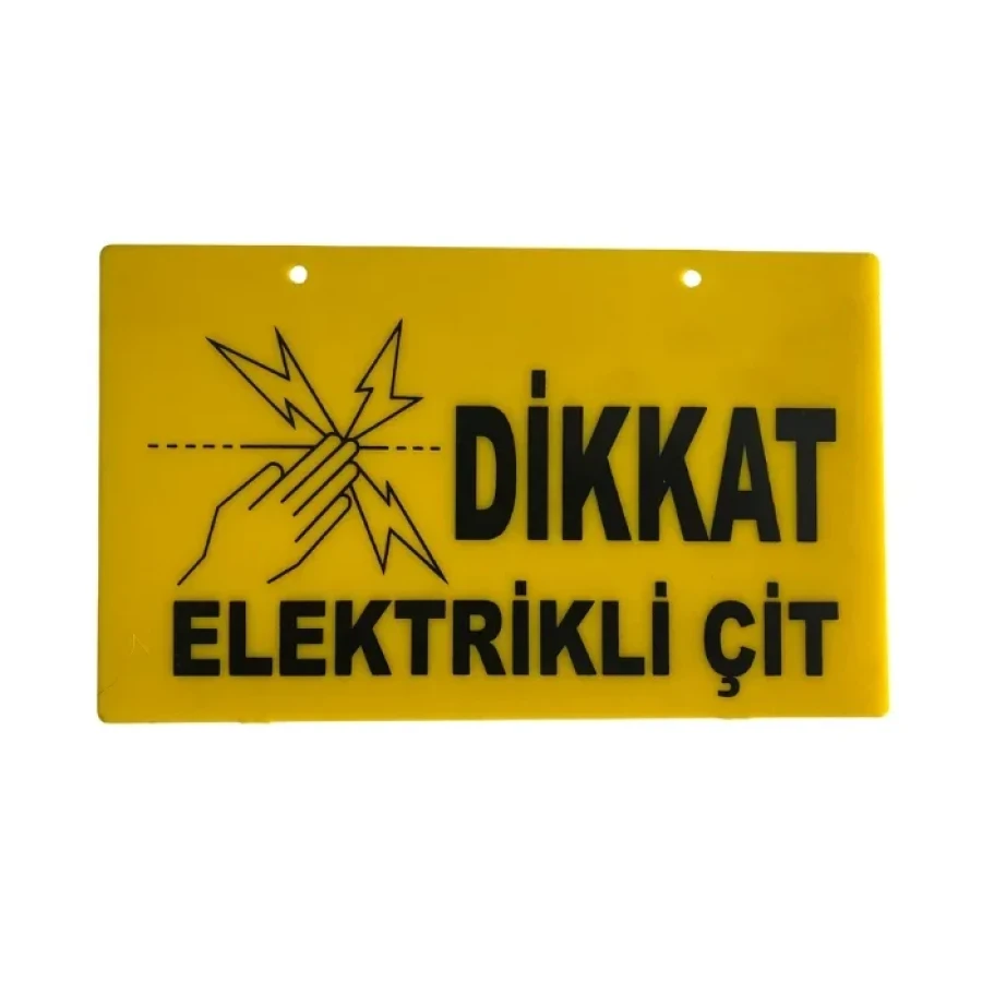 EBY Elektrikli Çit Uyarı Tabelası – Sarı Renk Plastik Levha