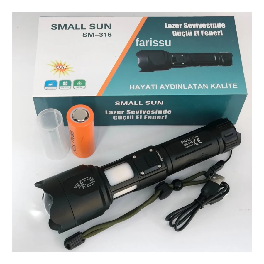 Small Sun 50 W 1000 Lumen 800 Metre Menzilli El Feneri